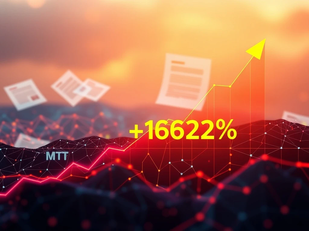 Chart showing a significant MDT price surge, with symbols representing regulatory clarity and a growing blockchain ecosystem.