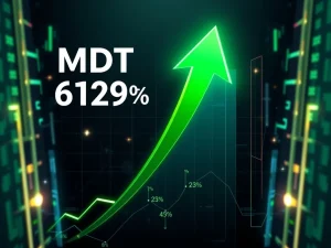 Dramatic MDT surge shown on cryptocurrency price chart with 619% growth