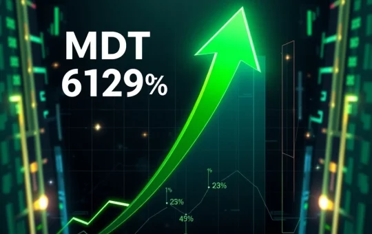 Dramatic MDT surge shown on cryptocurrency price chart with 619% growth