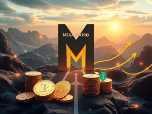 An illustration depicting Mega Matrix's strategic pivot into the stablecoin market, symbolizing the fusion of traditional finance and digital assets through a significant private placement.