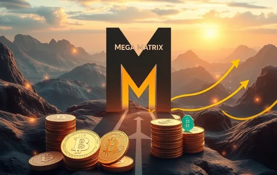 An illustration depicting Mega Matrix's strategic pivot into the stablecoin market, symbolizing the fusion of traditional finance and digital assets through a significant private placement.
