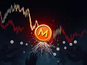 MEME coin price crashing in a dramatic market downturn