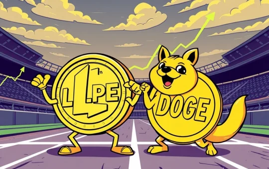 Visualizing the intense meme coin rivalry between LILPEPE and Dogecoin, highlighting LILPEPE's surge and DOGE's price target.