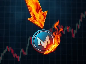 MEME token price crashing on a burning cryptocurrency chart