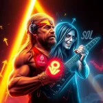 Visualizing the dramatic surge of Hulkamania and Ozzy Osbourne memecoins amidst crypto market volatility.