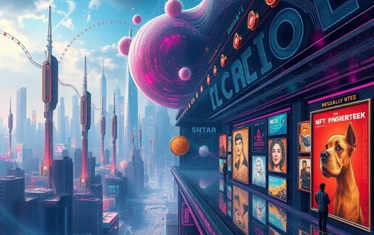 A dynamic visual representing the contrasting growth of memecoins and the pursuit of regulatory clarity for NFTs in the vast crypto market.