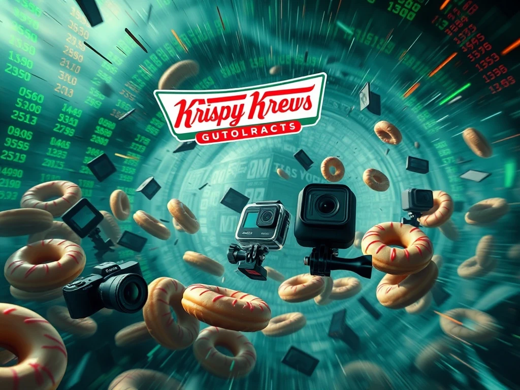 Visualizing the memestock frenzy as Krispy Kreme and GoPro stocks surge, driven by intense retail trader activity and high short interest.