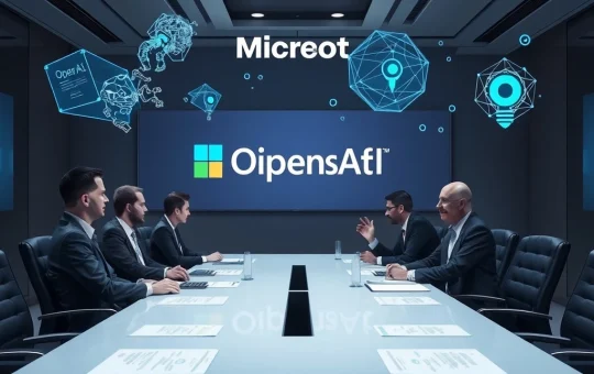 Microsoft and OpenAI executives discussing AI restructuring and long-term access