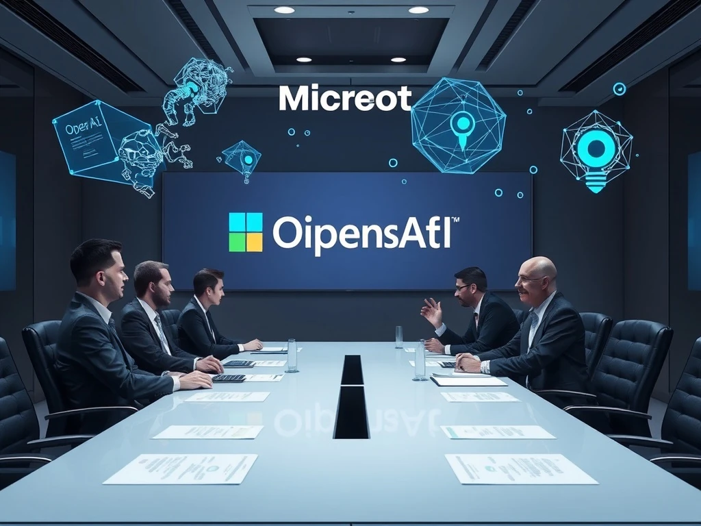 Microsoft and OpenAI executives discussing AI restructuring and long-term access