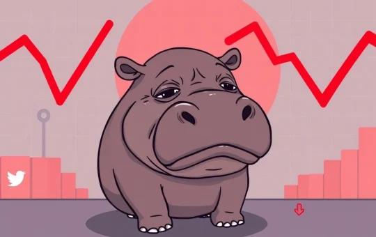 Moo Deng crypto token plummeting, symbolizing meme coin volatility and investor caution in the broader crypto market.