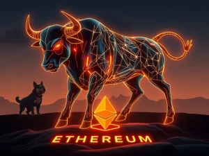 MoonBull crypto bull icon on Ethereum blockchain, symbolizing its exclusive whitelist challenge against DOGINME and CHEEMS.