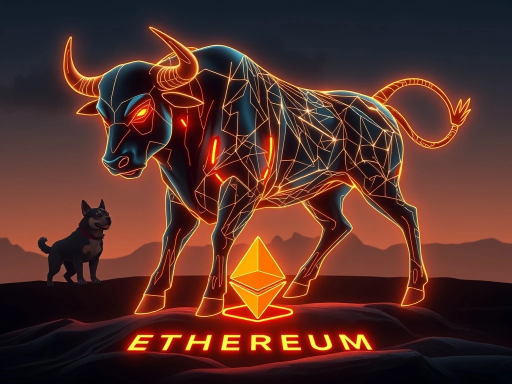 MoonBull crypto bull icon on Ethereum blockchain, symbolizing its exclusive whitelist challenge against DOGINME and CHEEMS.