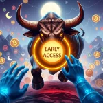 MoonBull, a leading 2025 meme coin, charging towards an exclusive early access portal, symbolizing its unique market strategy.