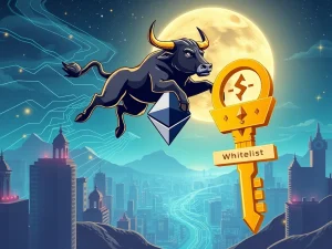 A graphic representation of MoonBull's explosive surge, symbolizing its potential as a top Ethereum meme coin in 2025 through exclusive whitelist access.