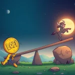 Illustrating the dramatic meme coin shift from LOFI coin's decline to MoonBull's surge in the volatile crypto market.