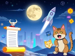 Dynamic illustration depicting the MoonBull whitelist, showcasing its explosive potential amidst the vibrant meme coin hype and 100x crypto gains.