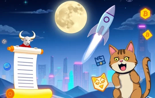 Dynamic illustration depicting the MoonBull whitelist, showcasing its explosive potential amidst the vibrant meme coin hype and 100x crypto gains.