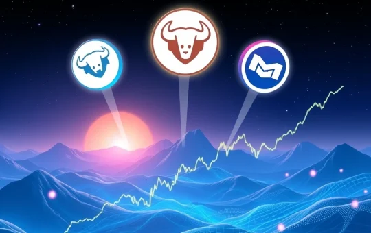 MoonBull, LOFI, and Mog Coin logos with surging crypto market trends in 2025
