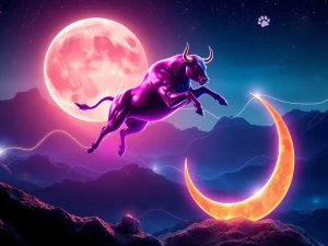 A dynamic visual representing the surging MoonBull Whitelist demand and the exciting momentum within the meme coin market.