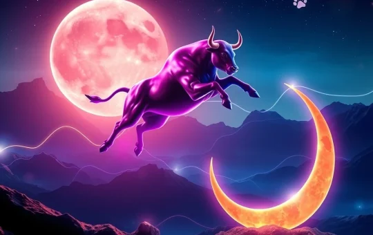 A dynamic visual representing the surging MoonBull Whitelist demand and the exciting momentum within the meme coin market.