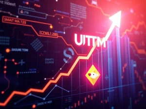 A visual representation of Mutuum Finance (MUTM) token value rising sharply, symbolizing its potential to outpace Dogecoin ROI in the crypto investment landscape.