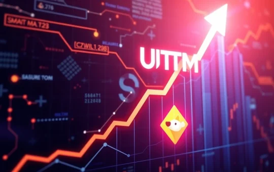 A visual representation of Mutuum Finance (MUTM) token value rising sharply, symbolizing its potential to outpace Dogecoin ROI in the crypto investment landscape.
