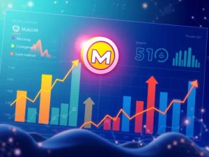 A digital chart showing an explosive surge for Mutuum Finance, symbolizing its strong crypto presale performance and DeFi potential.