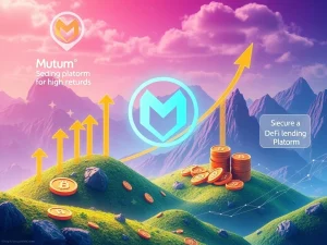 Visualizing the potential growth of Mutuum MUTM Presale, showing digital assets and upward trends in a secure DeFi environment.