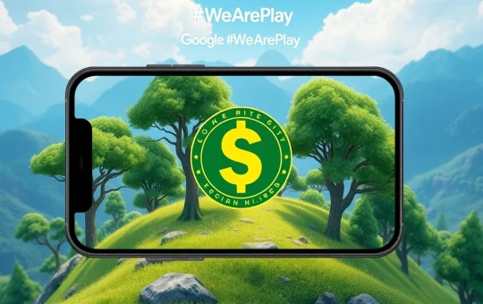 A visual representation of My Lovely Planet's Web3 gaming success, with the MLC token soaring amidst lush digital forests, signifying its growth and environmental impact.