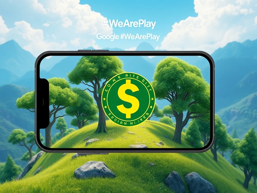 A visual representation of My Lovely Planet's Web3 gaming success, with the MLC token soaring amidst lush digital forests, signifying its growth and environmental impact.