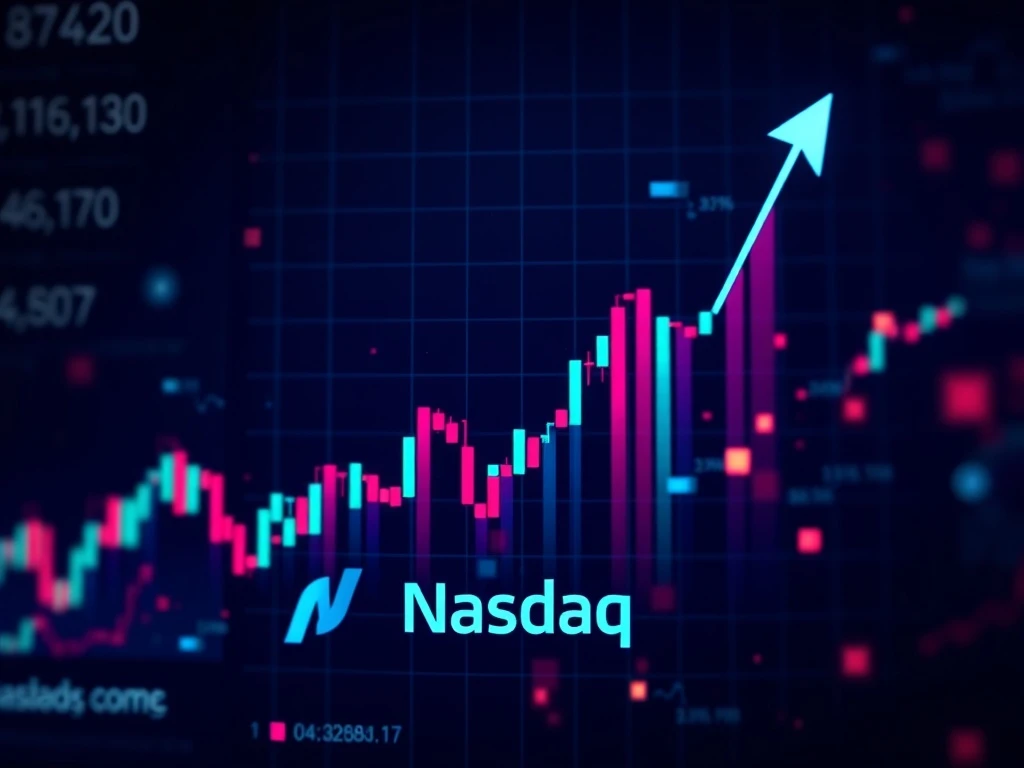 A dynamic financial chart depicting strong growth, symbolizing the impressive Nasdaq Earnings and Q2 financial results.