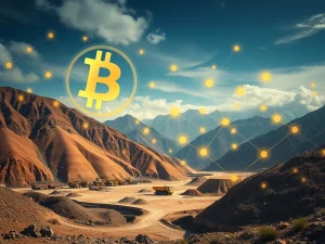 Nativo Resources' strategic Bitcoin Treasury Policy is visualized by gold mining operations and digital currency symbols.