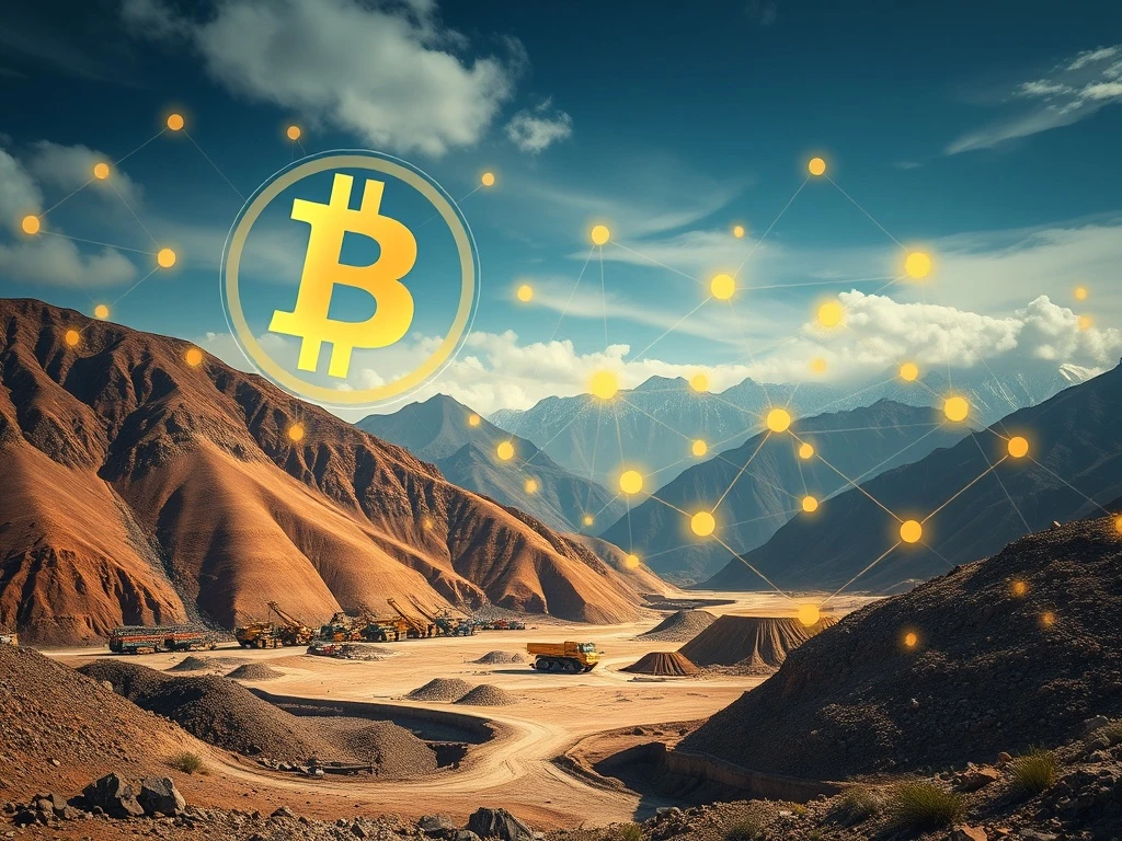 Nativo Resources' strategic Bitcoin Treasury Policy is visualized by gold mining operations and digital currency symbols.