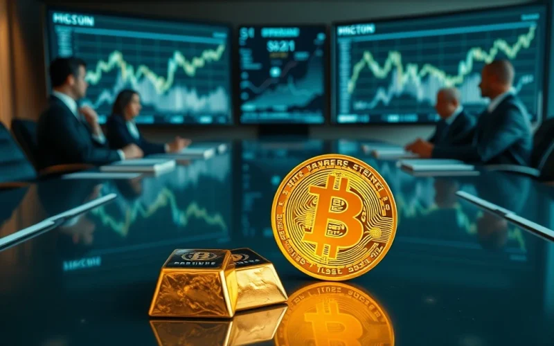 Nativo Resources' bold corporate Bitcoin strategy, showing a gold bar next to a Bitcoin symbol, symbolizing diversification.