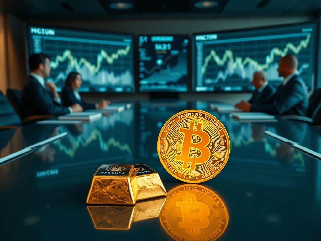 Nativo Resources' bold corporate Bitcoin strategy, showing a gold bar next to a Bitcoin symbol, symbolizing diversification.