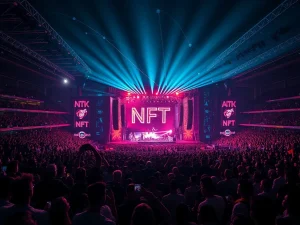 NEON Countdown festival stage illuminating the future of event ticketing with blockchain-powered NFT tickets.