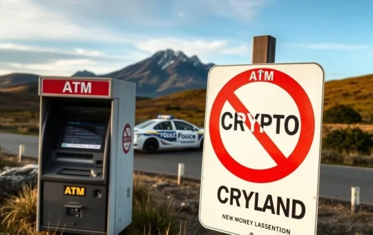 A crypto ATM being removed in New Zealand, symbolizing the nationwide crypto ATM ban and the country's efforts to enhance AML regulations.