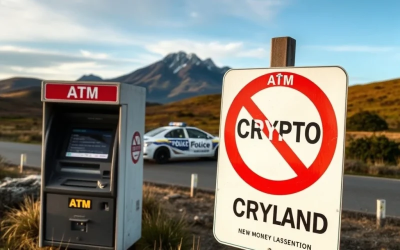A crypto ATM being removed in New Zealand, symbolizing the nationwide crypto ATM ban and the country's efforts to enhance AML regulations.