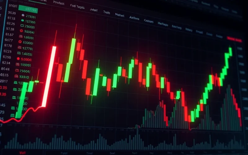 NFP price surge shown on a volatile cryptocurrency chart with dramatic candlesticks