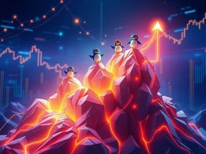 A vibrant digital artwork representing the explosive growth of the NFT market, with blue-chip NFTs leading the charge.