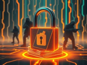A digital padlock symbolizing robust digital asset security, protecting NFTs from the threat of NFT OTC scams.