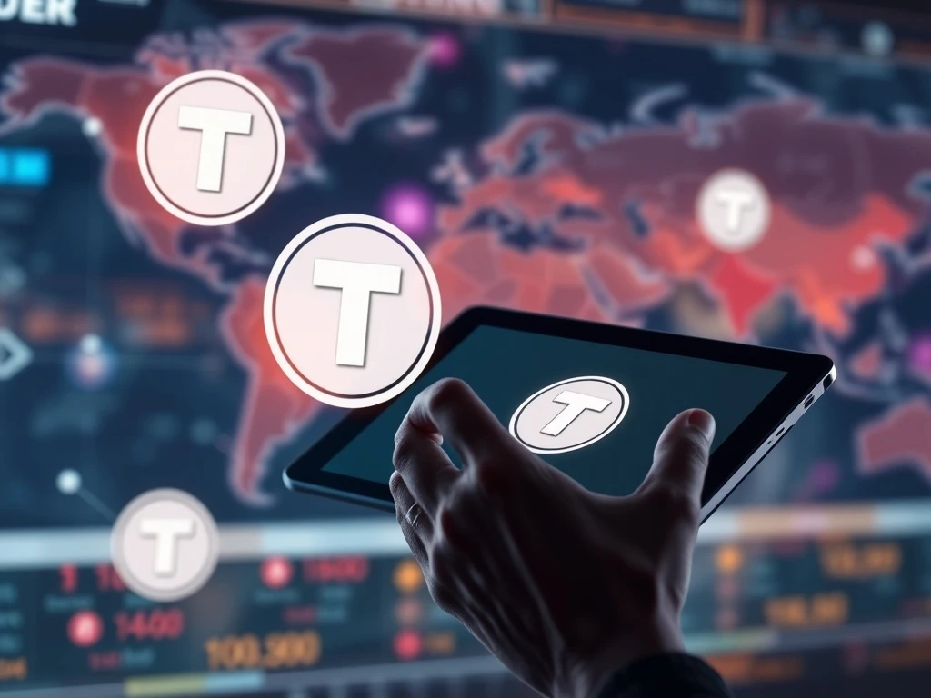 A digital interface showcasing a No-KYC USDT casino, emphasizing privacy and fast crypto gambling transactions.