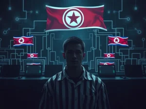 A TikTok influencer behind bars, symbolizing the severe consequences of aiding North Korea's remote job fraud targeting crypto firms and impacting crypto security.