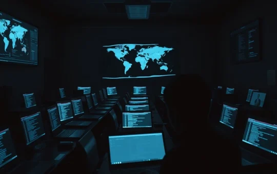 A woman's 'laptop farm' setup, illustrating the complex North Korean IT scheme that compromised U.S. companies and exposed crypto security risks.
