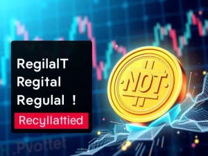 NOT cryptocurrency token with a surging price graph reflecting market volatility