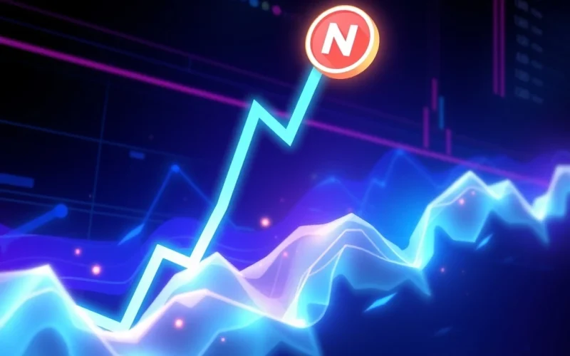 NOT cryptocurrency price chart showing a dramatic 474.75% surge amid market volatility