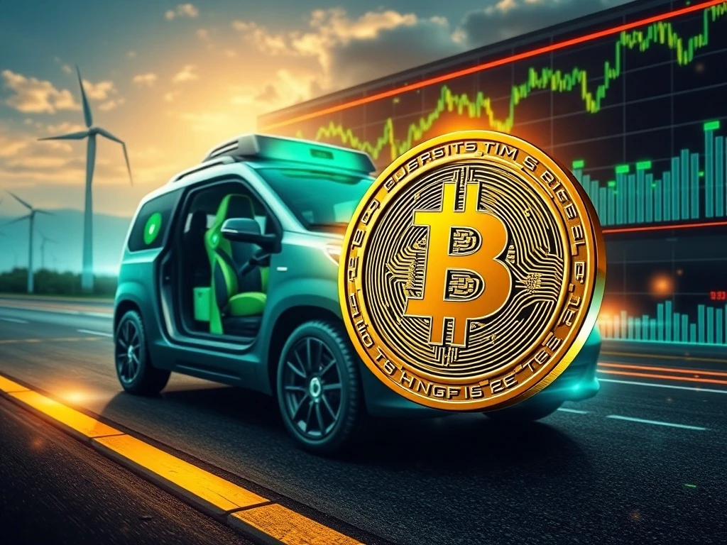 Visualizing Nuvve's high-stakes Nuvve crypto bet, blending vehicle-to-grid technology with volatile cryptocurrency markets.