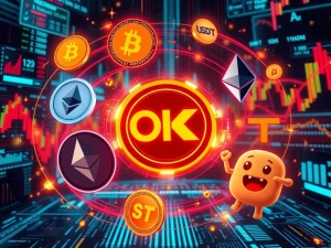 OKX platform interface showcasing new perpetual futures contracts for altcoin trading, highlighting meme coin and AI crypto symbols.