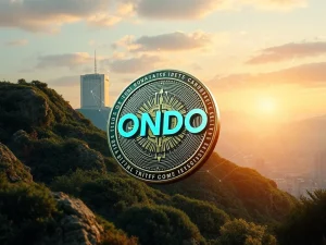 A visual representation of ONDO's price volatility and its connection to a Crypto ETF filing, highlighting the token's role in Real-World Assets.