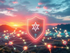 A secure, interconnected digital network illustrating how Oraichain, Pinlink, and RSS3 build an anti-fragile decentralized internet.